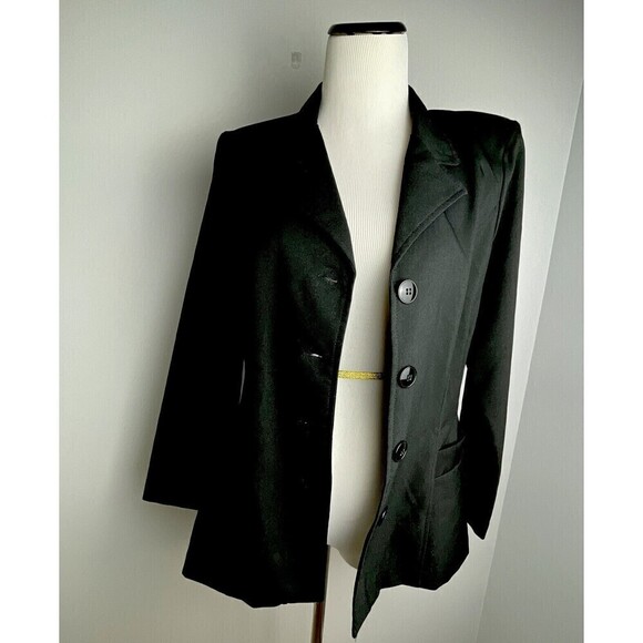 Women's STAR CITY CLOTHING CO Size M Black Blazer Jacket Shoulder Pads VTG 90's - Picture 2 of 7